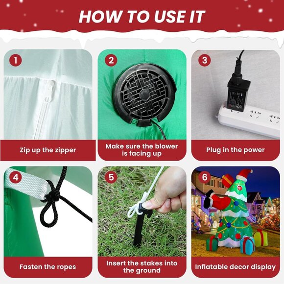 ⚡8FT Inflatable Christmas Tree with Built-in LEDs Lights Outdoor Decorations - Picture 6 of 9